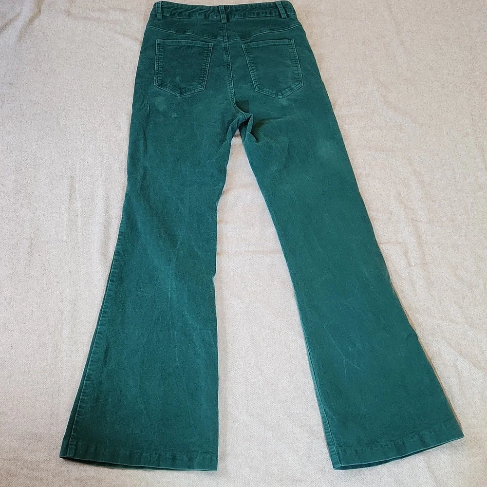 Princess Polly Nadia Corduroy Flare Pants Emerald Green High Rise Jeans Y2K 4 - Picture 8 of 15